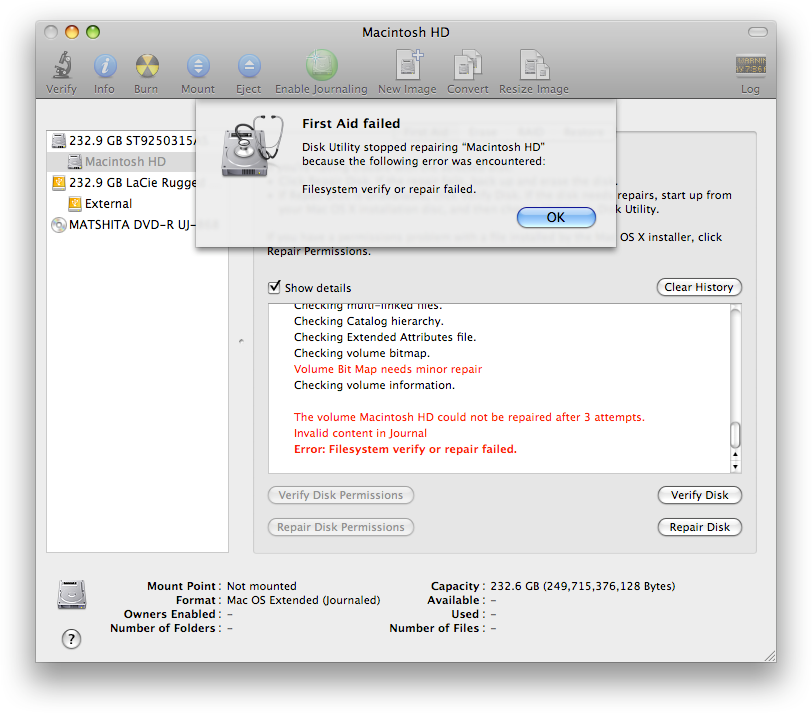 Mac OS X Disk Utility First Aid Failed Photo by lamintak Photobucket