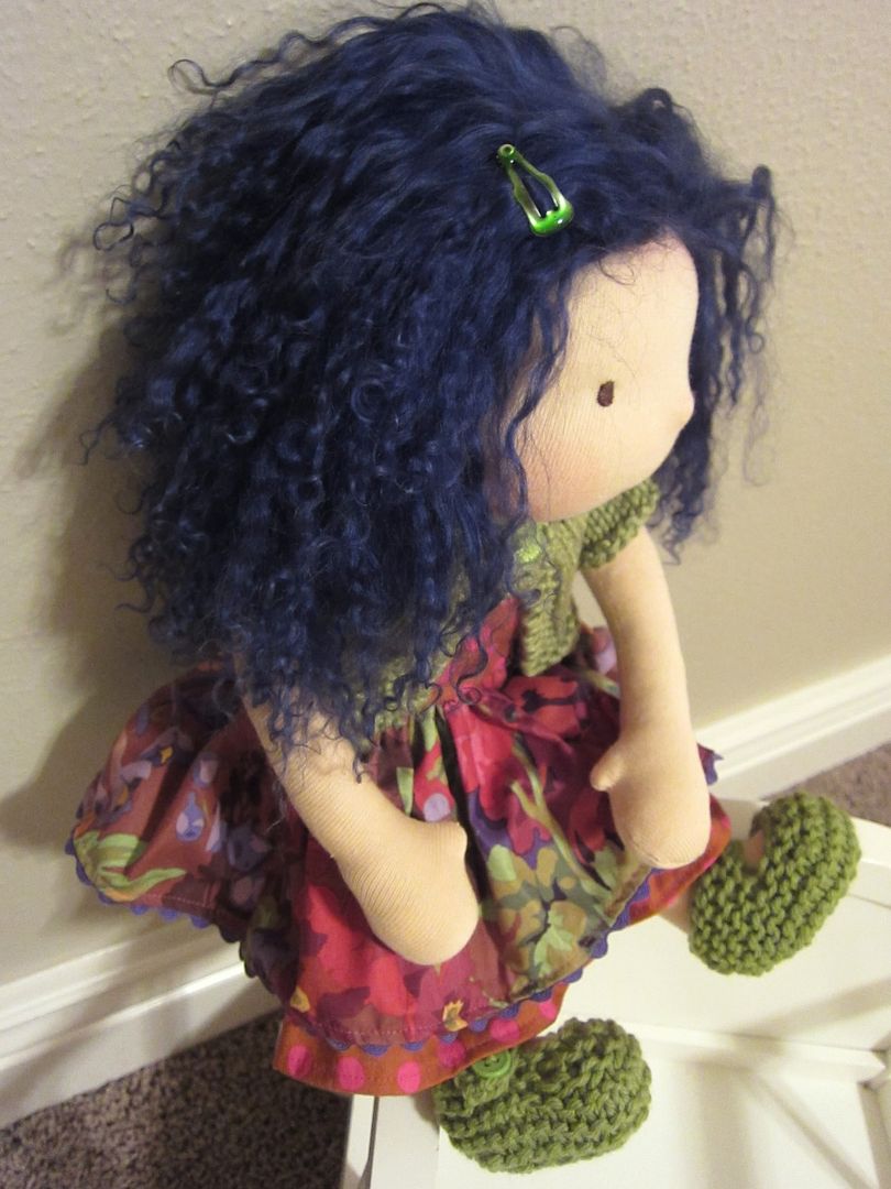 NIB 12" Candyfloss Waldorf Inspired Doll with Royal Purple Tibetan Lambskin TLS Hair 