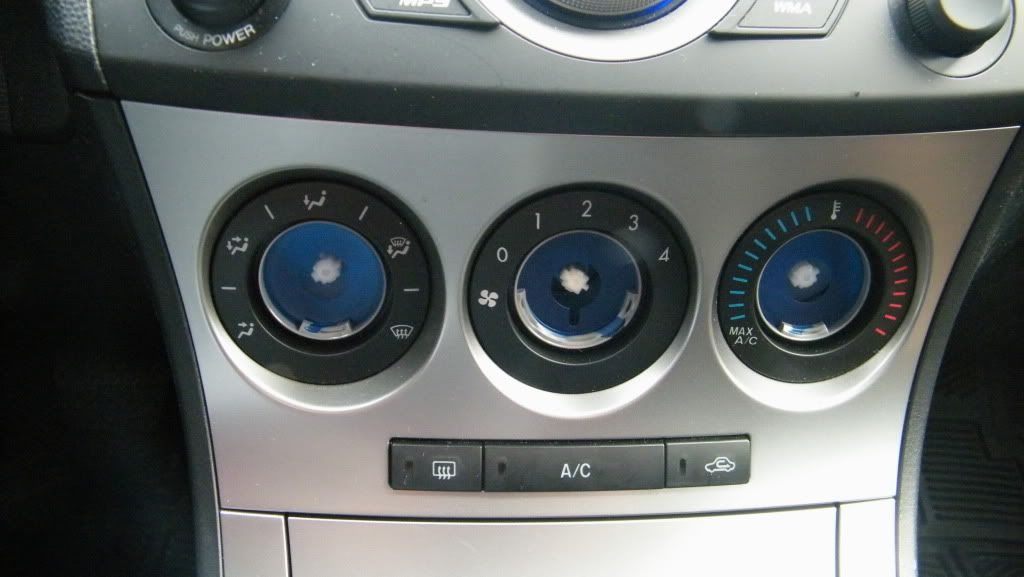 2010++ HVAC/AC KNOBS AND OEM MAZDA LEATHER SHIFT KNOB INSTALLED